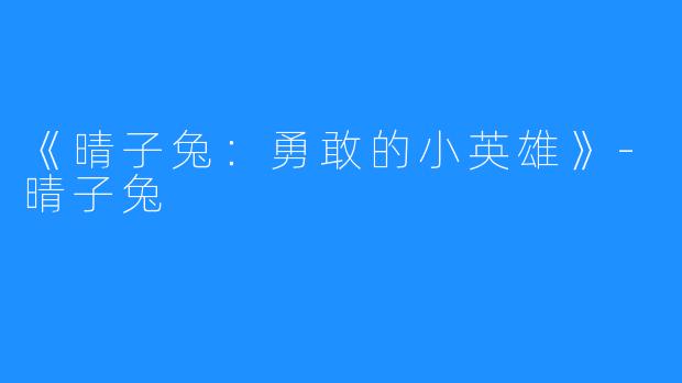 《晴子兔：勇敢的小英雄》-晴子兔